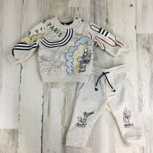 Kenzo Paris Crewneck Sweatshirt Pants Set Embroidered Tiger Baby